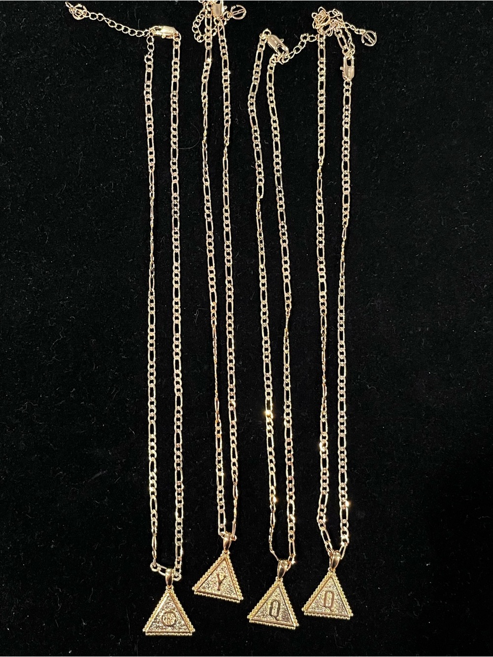 CICY BELL Gold Triangle Pendant Necklaces with Initial Accent - Women Jewelry